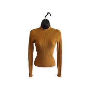Love Tree Women's Ribbed Mustard Yellow Sweater Long Sleeve Pullover Size Small